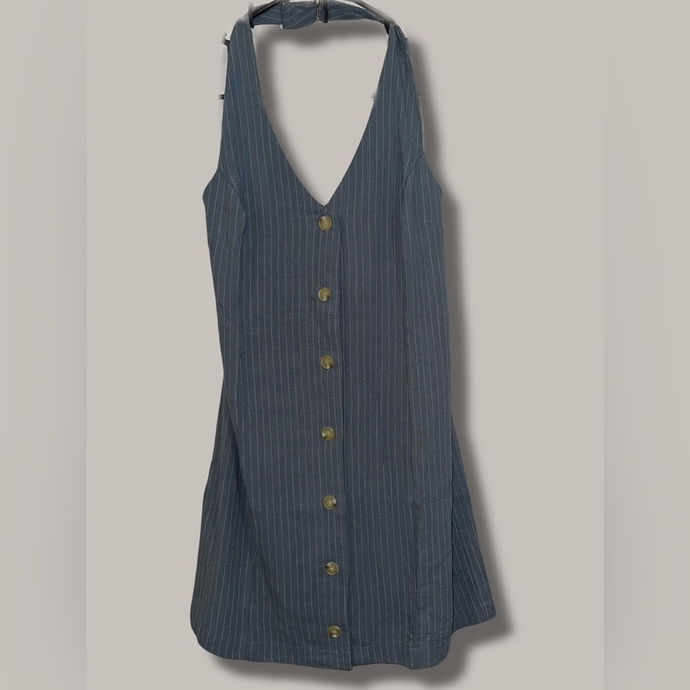 Monteau Navy Pinstripe Midi Dress